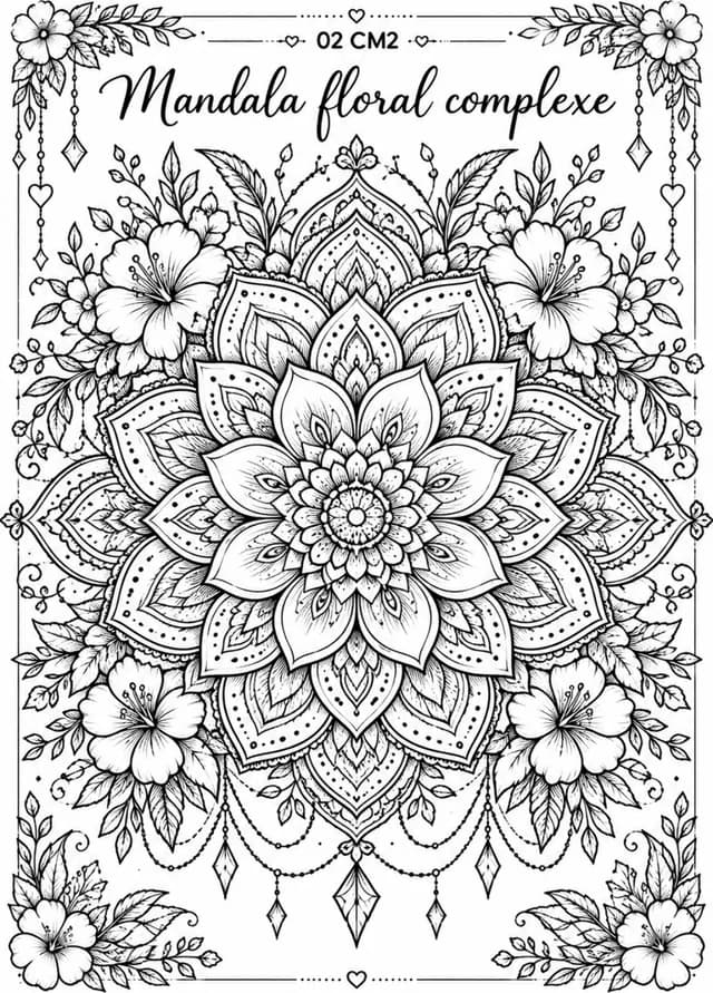 Aperçu du coloriage Mandala floral complexe