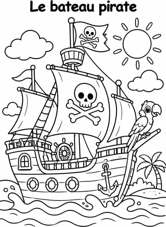 Aperçu du coloriage Bateau pirate